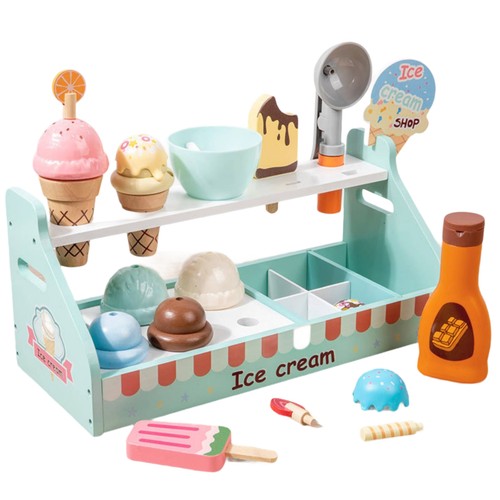 Wooden ice cream stand - cream, safe
