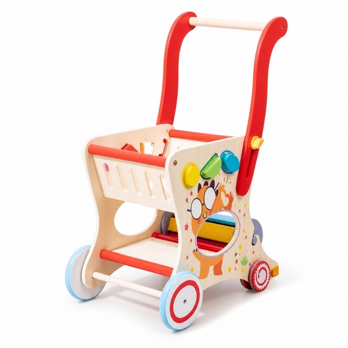 Wooden shopping cart safe toy - shopping,