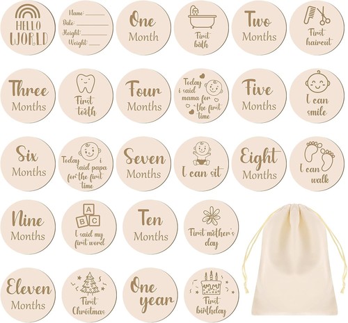 13pcs baby monthly wooden - 13pcs,